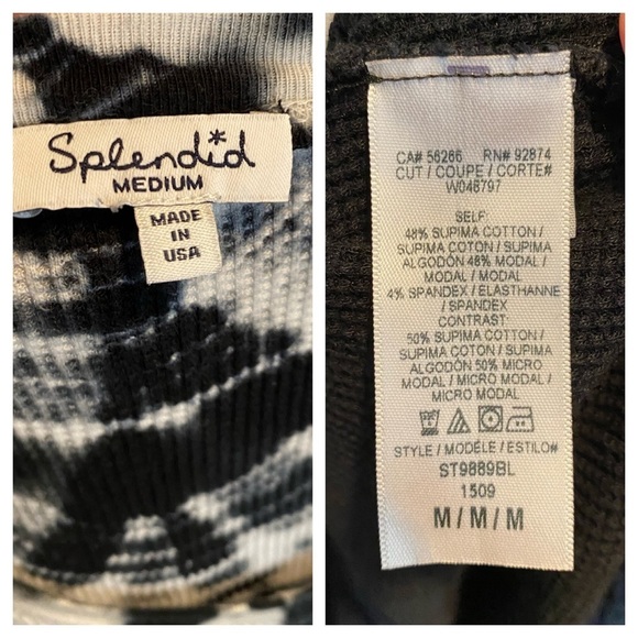 Splendid Dolman Waffle Knit Navy Tie Dye VNeck - Picture 14 of 14